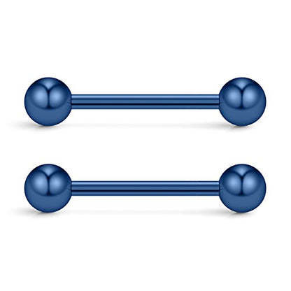 316L Stainless Steel Nipple Shield Barbell Ring Bar Body Piercing 14G - style: Blue(1pair)
