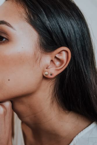Unisex 6 Pairs Dot Stud Earrings, Surgical Steel Gold Plated Black Tiny Flat Disc Stud Earrings for Women Men - color: Gold-2/3/4/5/6/8mm