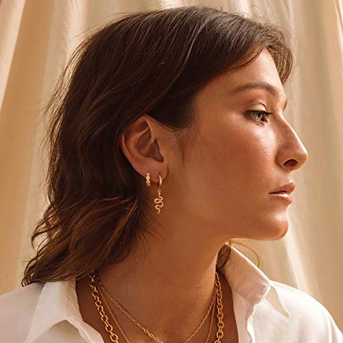 Women Gold Earrings Huggie Hoop Cubic Zirconia 14K Gold Plated Small Simple Hypoallergenic Everyday Jewelry - style: Flower