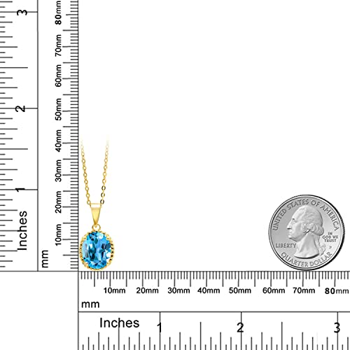 Gem Stone King 11X9MM Oval Gemstone Birthstone Pendant Necklace | 925 Sterling Silver | Solitaire Necklace For Women | With 18 Inch Chain | Fine Jewelry Gifts for Mom Women Wife Her - color: Swiss Blue Topaz-November