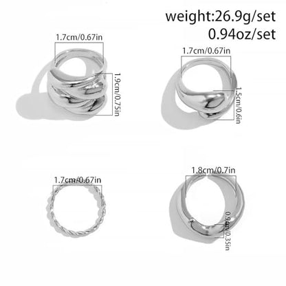 Roe Dolph Chunky Gold Rings for Women Stackable Statement Ring Set | Mixed sculptural shapes and polished surfaces create bold stacking combinations for parties dinners and everyday outfits - color: A7