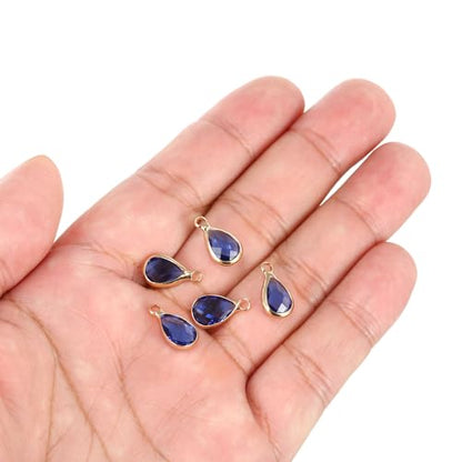 PATIKIL Birthstone Charm Beads Drop Pendant, Handmade Birthstone for Personalized Earrings Bracelet Necklace - color: Dark Blue, size: 0.51" x 0.28"