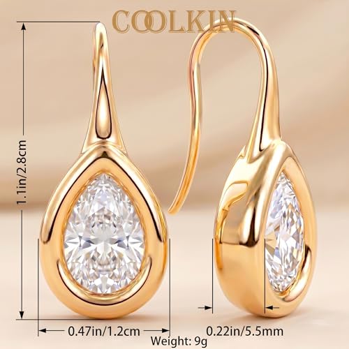 14K Gold & Silver Plated Trendy Bezel Set Cubic Zirconia Drop Earrings Minimalist Teardrop Hook Earrings for Women Diamond Crystal Charm Statement Teardrop Earrings Jewelry Gifts - color: Gold-Waterdrop zircon
