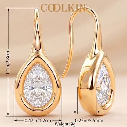 14K Gold & Silver Plated Trendy Bezel Set Cubic Zirconia Drop Earrings Minimalist Teardrop Hook Earrings for Women Diamond Crystal Charm Statement Teardrop Earrings Jewelry Gifts - color: Gold-Waterdrop zircon