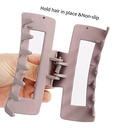Canitor 4 PCS Matte Rectangular Banana Clips - Thick Hair Clips, Non-Slip Barrettes for Women's Thick Hair - color: flower series