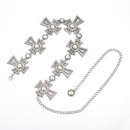 ILuvatar Western Metal Concho Belt for Women Cowgirl Waist Chain for Women Dress Pants Adjustable - color: Silver-t15