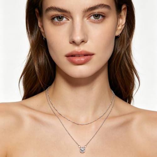 NEWITIN 6 Pieces Pendant Layered Necklaces for Women Gold Necklace Set | Hypoallergenic, Gold Plated, Cubic Zirconia, Cuban Link, Snake Chain, Stackable Chains Choker, Layering Necklace, Women Gifts - color: Gold Silver Fashion
