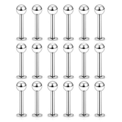 20G 18G 16G 14G 12G Lip Labret Monroe Medusa Nose Rings Stud 316L Surgical Steel Tragus Helix Cartilage Earring Tongue Cheek Piercing Jewelry Bars 6mm 8mm 10mm 12mm 14mm 16mm 19mm 18PCS - color: Silver, size: 14G - 8mm