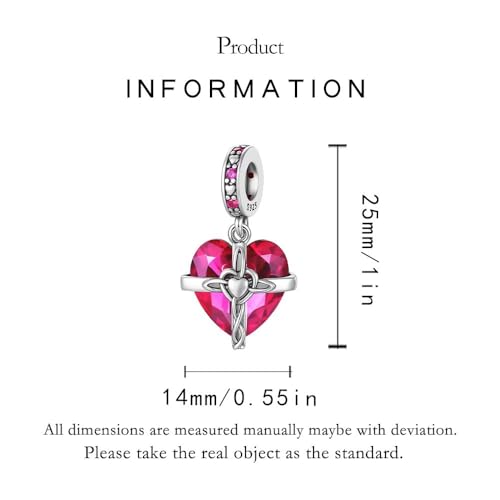 Birthstone Charms 925 Sterling Silver Heart Charms for Bracelets and Necklaces Birthday Day Christmas Gifts For Women - color: G-July