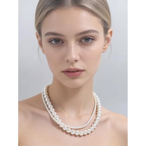 Imitation Pearl Necklace for Women Round Bead Beaded Pearl Choker Necklace Bead Pearls Necklaces Trendy Jewelry Gift 2.5 3 4 5 6 7 8 10 12 MM