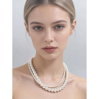 Imitation Pearl Necklace for Women Round Bead Beaded Pearl Choker Necklace Bead Pearls Necklaces Trendy Jewelry Gift 2.5 3 4 5 6 7 8 10 12 MM