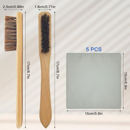 7 Pcs Horsehair Detail Brush Set - 2 Silver Cleaning Horsehair Brushes + 5 Polish Cloth, Detailing Brush & Polishing Cloth for Silverware, Jewelry, Plateware & Sterling Silverware - size: 2Brushes+5Polishing Cloth