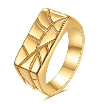 PCY Stainless Steel Gold Plated Men Women Band Ring - color: 8mm Gold FX