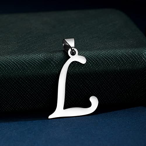 Stainless Steel Initial Letter Connector Charms Alphabet Pendant Diy Craft for Jewelry Making Necklaces Bracelets Keychain - color: Stainless Steel L