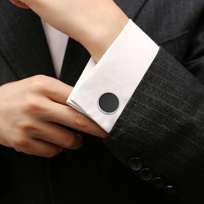 Cufflinks For Men, 316L Stainless Steel Tuxedo Shirt Cuff Links Accessories, Unique Business Groom Wedding Black Silver Gold Jewelry for Son, Father, Husband, Boyfriend