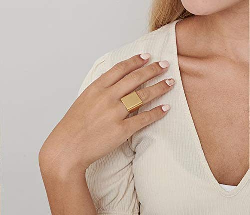 Simple Gold Geometric Rings for Women, Square Fashion Ring, Band Everyday Ring Jewelry