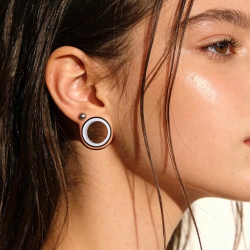 DOEARKO 2Pcs Ear Gauges Hollow 316L Stainless Steel Double Flared Ear Plugs Tunnels Stretcher Body Piercing Earring Jewelry for Women Men 2G(6mm)-1"(25mm) - color: B&W, size: 8mm(0G)