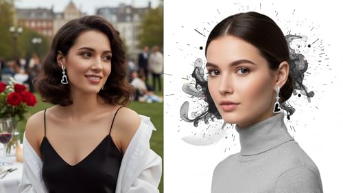 Fashion Huggie Hoop Earrings for Women Teens White Gold Cubic Zirconia Love Heart Hoops Polygonal Exaggerated Geometric Drop Dangle Earrings Black And White Squares Minimalist Everyday Jewelry Gifts - style: Heart