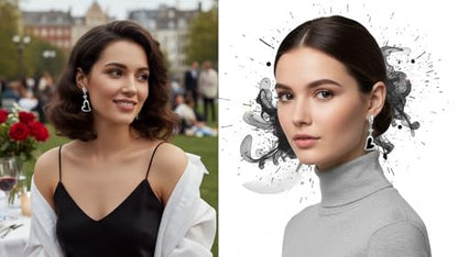 Fashion Huggie Hoop Earrings for Women Teens White Gold Cubic Zirconia Love Heart Hoops Polygonal Exaggerated Geometric Drop Dangle Earrings Black And White Squares Minimalist Everyday Jewelry Gifts - style: Heart