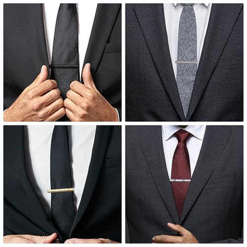 wynameleri Tie Pins for Men Silver Black 3 Pcs 10 PCS Short Tie Clip Set 2.3, 2.4 Inch Business Shirt Necktie Pinch for Men - color: B0310015