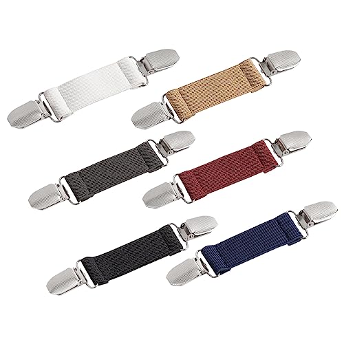 6 Pieces Dress Clips Back Cinch Set,5.5inch Scarf,Sweater,Clothes,Shawl,Retro Cardigan Collar,Travel Hat,Dress Shirt Brooch Clip for Women Girl Decor - color: black, white, dark grey, navy blue, dark red, light coffee