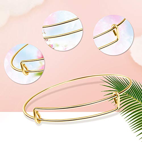 UPINS 60Pcs Silver Gold Expandable Blank Bracelets Adjustable Wire Bracelet | Stainless Steel Women Bracelets for DIY Jewelry Making Crafting Supplies for Beginners Experienced Jewelry Makers - color: Gold&Silver