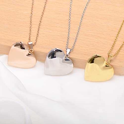 Paialco Heart Shaped Locket Pendant Necklace for Women - color: Yellow-Smooth