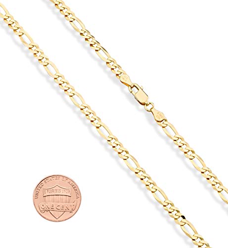 Miabella 18K Gold Over 925 Sterling Silver 5mm Figaro Bracelet Women Men | Italian Fine Jewelry, Diamond-Cut Link Chain, Made in Italy - style: Length 7.5 Inches