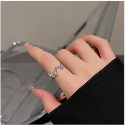 Butterfly Open Ring | Crystal Butterfly Design, Adjustable, Gift for Loved Ones