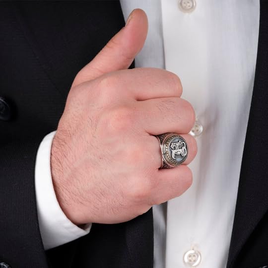 | Personalized Mens Initial Signet Ring, Custom Monogram Silver Signet Ring for Men, Letter Signet Ring Engraved Ring Gift for Husband for Men - color: Same as Image