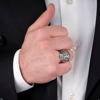 | Personalized Mens Initial Signet Ring, Custom Monogram Silver Signet Ring for Men, Letter Signet Ring Engraved Ring Gift for Husband for Men - color: Same as Image
