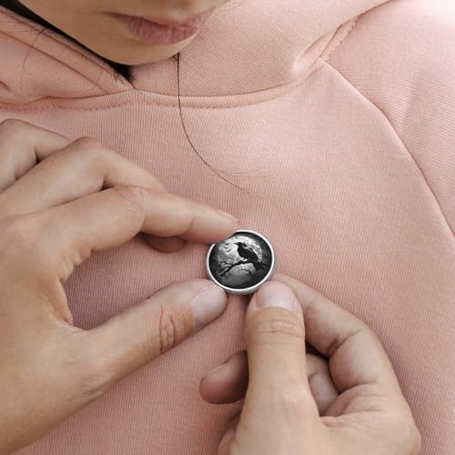 Gothic Raven Flowers Badge Pin Round Badge Metal Button Badges Brooch Lapel Pin for Men Women 1 Inch - color: style-3
