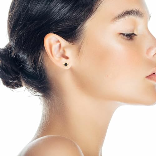 12 Pairs Surgical Stainless Steel Cubic Zirconia Birthstone Stud Earrings Heart Star Round Multicolors Stud Earrings Set for Women - style: Gold star 4mm