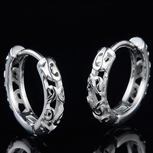 Stainless Steel Knotted Flower Floral Pattern Huggie Cuff Hoop Earrings