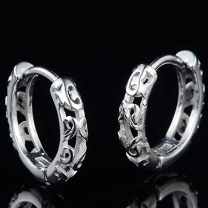 Stainless Steel Knotted Flower Floral Pattern Huggie Cuff Hoop Earrings