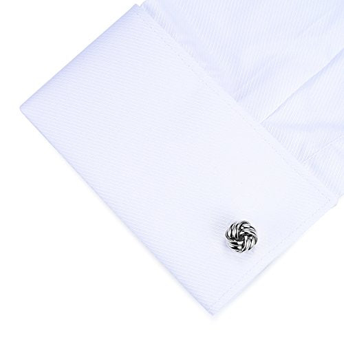 HONEY BEAR Twist Knot Cufflinks for Men Wedding Business | Tarnish-Resistant, Steel-Plated Copper Base, Gift Box, for Groomsmen, Father, Husband, Anniversary, Formal Events - style: Silver