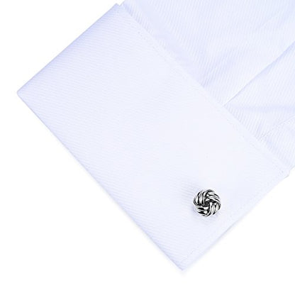 HONEY BEAR Twist Knot Cufflinks for Men Wedding Business | Tarnish-Resistant, Steel-Plated Copper Base, Gift Box, for Groomsmen, Father, Husband, Anniversary, Formal Events - style: Silver
