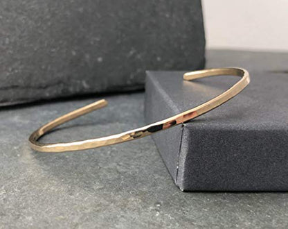 Gold Fill Hammered Thin Cuff Stacking Bracelet