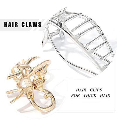 CAKURE Bow Claw Clip Gold Metal Hair Clips Medium Hair Jaw Clamps Stylish Hair Accessories for Women and Girls (Pack of 2)