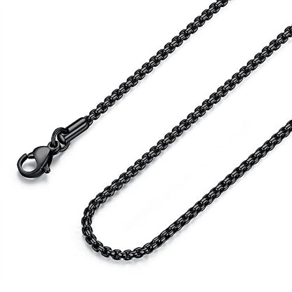 FOSIR Mens Womens Stainless Steel Black Rolo Cable Chain Necklace, Round Box Chains for Men, 2/3/4/5mm Width - size: 24.0 Inches long, style: 2mm wide-stainless steel