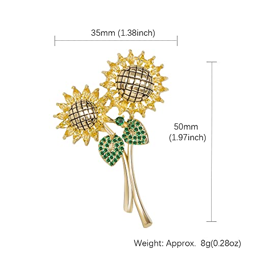 Brooches for Women, Shiny Cubic Zirconia Brooch Pins for Women Fashion Brooch Pin Broach Jewelry Gift - color: Sunflower