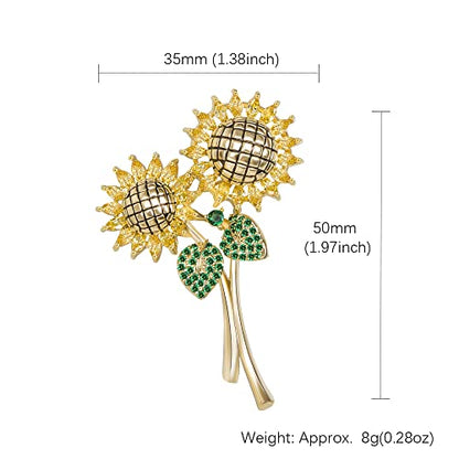 Brooches for Women, Shiny Cubic Zirconia Brooch Pins for Women Fashion Brooch Pin Broach Jewelry Gift - color: Sunflower