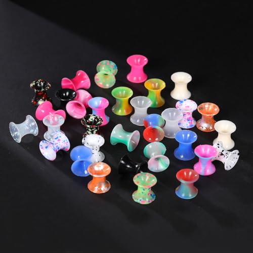 Xpircn 30Pcs Silicone Ear Gauges Flexible Ear Tunnels Plugs Stretchers Expander Double Flared Flesh Ear Piercing Jewelry for Women Men - style: Mixed Color:4G(5mm)