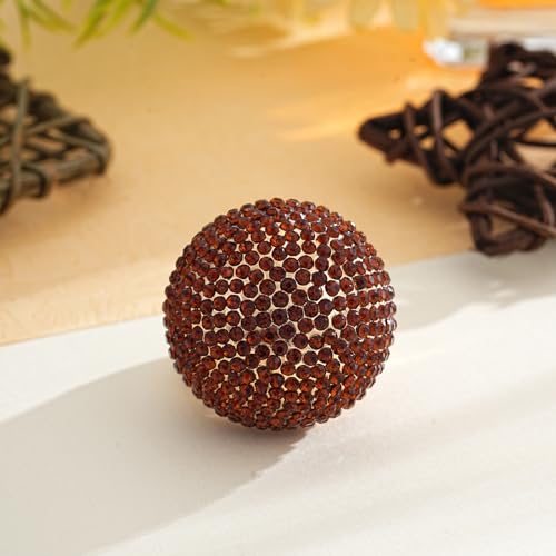 Gold Snowball Rhinestone Cocktail Ring – Adjustable Stretch Sparkling Party Jewelry for Women, Elegant Costume Ring for Evening Wear, Wedding, Prom - color: Coffee color