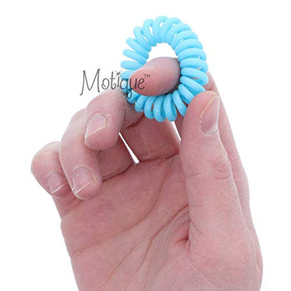 Small Coil Hair Ties For Girls - Set of 6 Aqua - color: Aqua