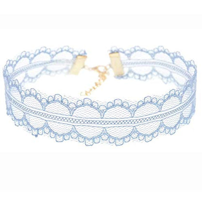 Teensery 10Pcs Womens Choker Necklaces Assorted Color Lace Charm Stretch Gothic Tattoo Chokers Necklace Set