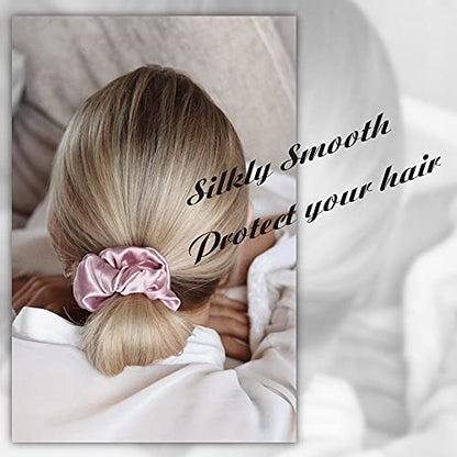 OLESILK 100% Mulberry Silk-Scrunchies for Hair Sleep, Women Grils Silk Hair Ties for Frizz & Breakage Curly Hair, No Damage, Elastics Ponytail Holder, 3 Pack - color: 3pcs, Pink-Light Plum-Co Co