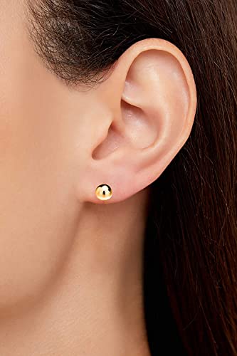 Savlano 14K Real Gold Ball Stud Earrings For Women - Made in Italy Comes With Savlano Gift Box - style: 14K Gold