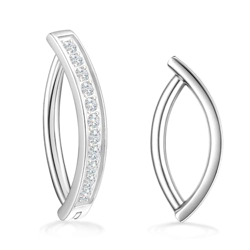 VOJO Moissanite Clicker Belly Button Ring, Titanium 2 Pcs 10&12mm Reverse Curved Hoop Navel Barbell Piercing Jewelry - color: White Gold