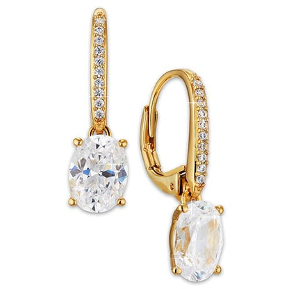 NADRI Cushion Cut CZ Leverback Earrings - color: Oval - Gold